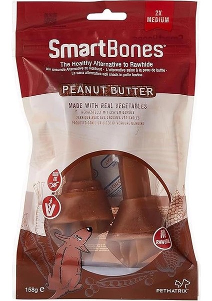 Peanutbutter Medium Orta Boy Yer Fıstıklı Kemik 2'li, 158 gr Köpek Ödülü