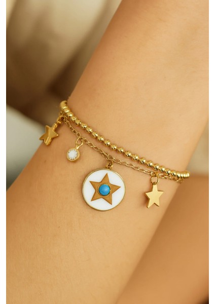 Charmlı Çelik Bileklik