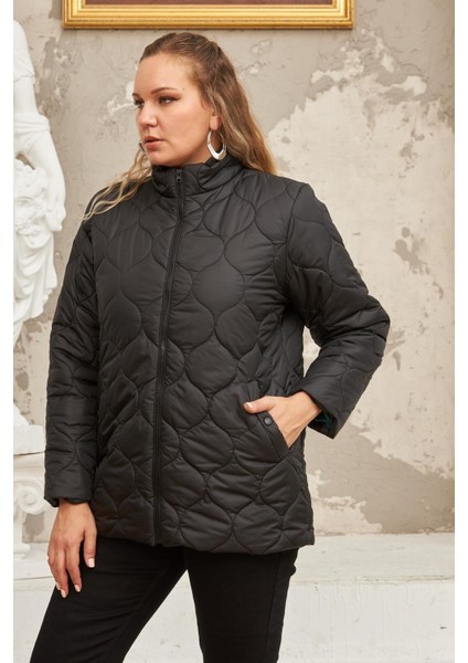 Kapitone Büyük Beden Mont