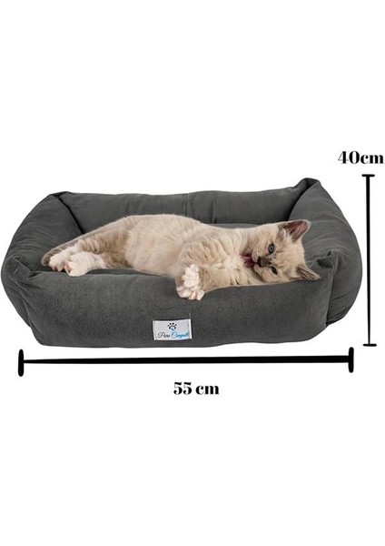Canpati Kedi Yatağı, Küçük Irk Köpek Yatağı 55 cm x 40 cm Antrasit Renk