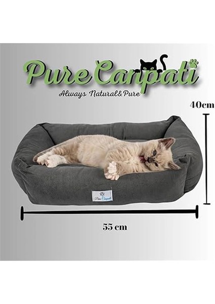 Canpati Kedi Yatağı, Küçük Irk Köpek Yatağı 55 cm x 40 cm Antrasit Renk