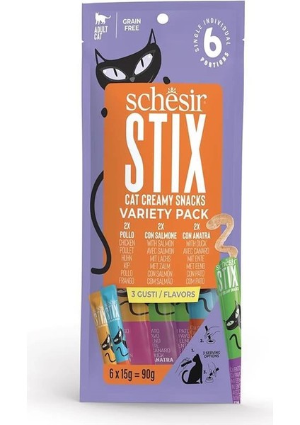 Stix Tavuklu & Somonlu & Ördekli Mix Krema Ödül Maması 6X15G