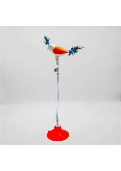 Vantuzlu Yaylı Kuş Kedi Oyuncağı 1 Adet (Pembe)