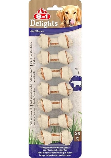 Delights Beef Xs Boy Sığır Etli Kemik 7'li, 84 gr Köpek Ödülü