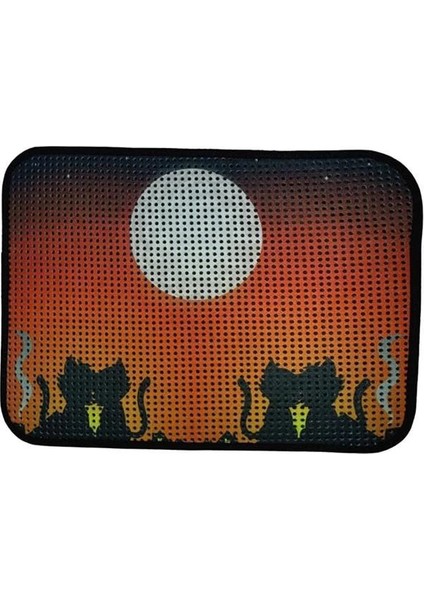 Elekli Desenli Kedi Tuvalet Önü Paspası 60 x 45 cm Gün Batımı