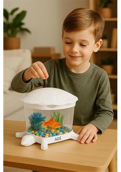 ® Mini Mika Akvaryum – 2.7 Lt Kapasiteli, Kırılmaz, Kapaklı, Dekoratif Süs Akvaryumu | Beta