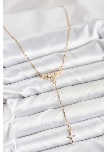 316L Çelik Zincir Gold Renk Yıldız Model Y Kadın Kolye - TJ-BKO10666