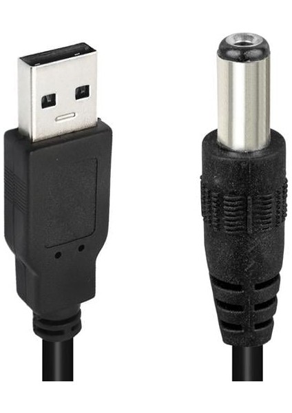 USB Erkek 5.5*2.5 mm Uçlu Jacklı 1 Metre Kablo