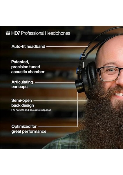 Hd7-A, Profesyonel Dinleme Kulaklığı, Kulak Üstü, Siyah