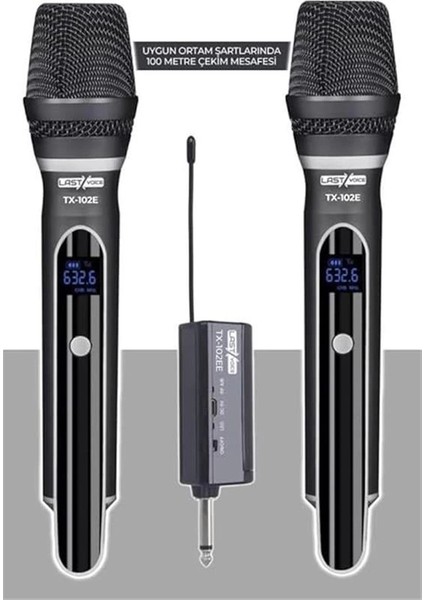TX-102EE Şarjlı Çiftli El Tipi Telsiz Kablosuz Mikrofon Seti Uhf fiyatları