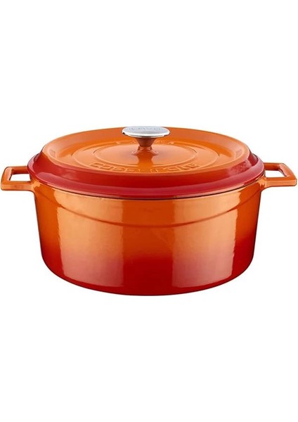 Döküm Yuvarlak Tencere, Trendy, 28 Cm, 6.71 L Hacim, Turuncu