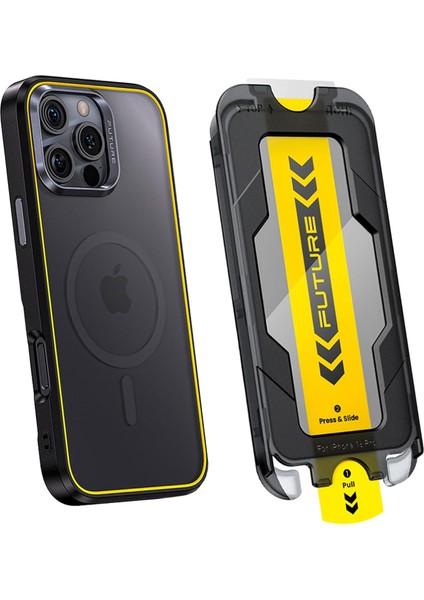 The Future Iphone 16 Pro Kılıfı Siyah, Tam Kaplayan Kırılmaz Temperli Camlı Koruma