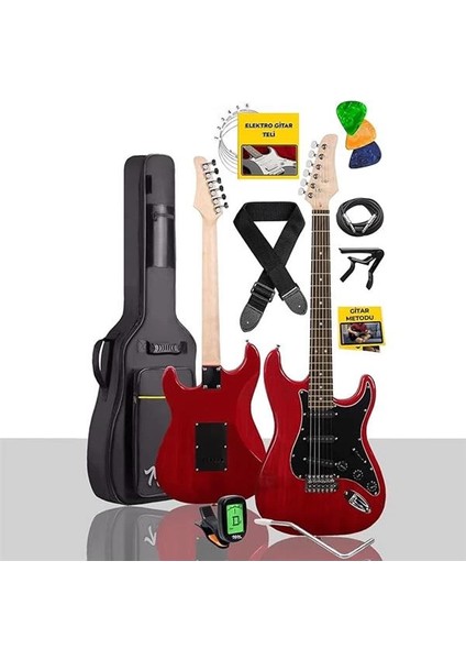 RPH-30RD Gül Klavye Strat Kasa Sss Elektro Gitar Seti