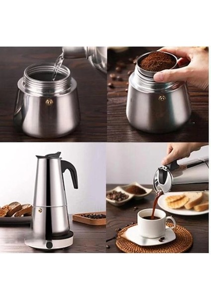 4 Kişilik Çelik Mokapot Espresso Filtre Italyan Kahve Makinesi modelleri