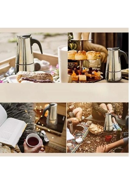 4 Kişilik Çelik Mokapot Espresso Filtre Italyan Kahve Makinesi