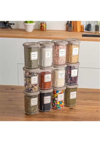 1061 Döner Kapaklı Etiketli Baharatlık Seti - 12'li Cappuccino Kapaklı 350 cc indirimleri