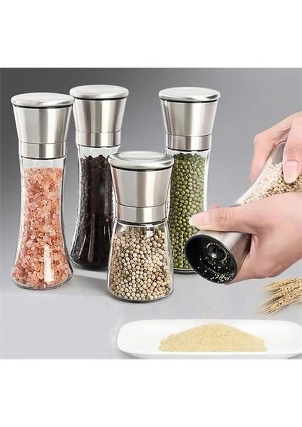 Paslanmaz Çelik Kapaklı Cam Gövdeli Baharat Değirmeni Seti 2'li 19 cm fiyatları