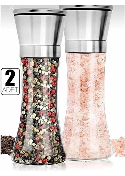 Paslanmaz Çelik Kapaklı Cam Gövdeli Baharat Değirmeni Seti 2'li 19 cm fırsatları