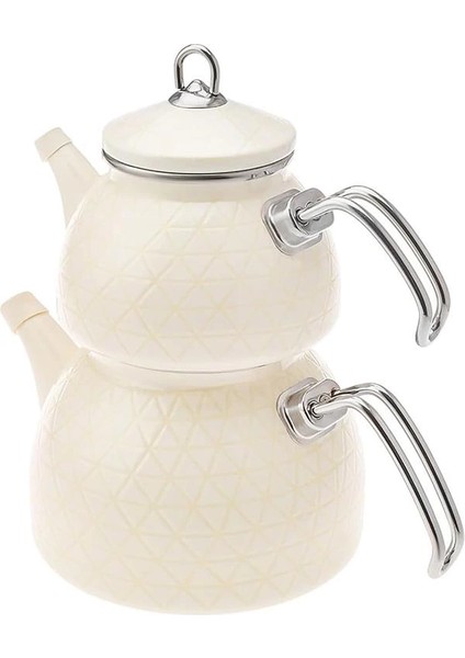 Kristal Krem Emaye Çaydanlık Takımı fırsatları