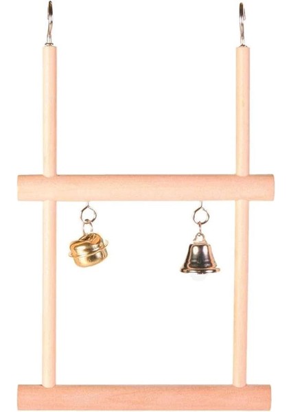 Kuş Zilli Ahşap Çift Tünek 12X20CM