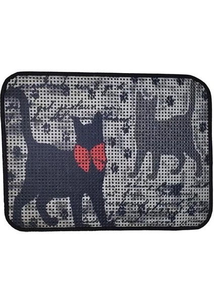 Elekli Desenli Kedi Tuvalet Önü Paspası 60 x 45 cm Patiler
