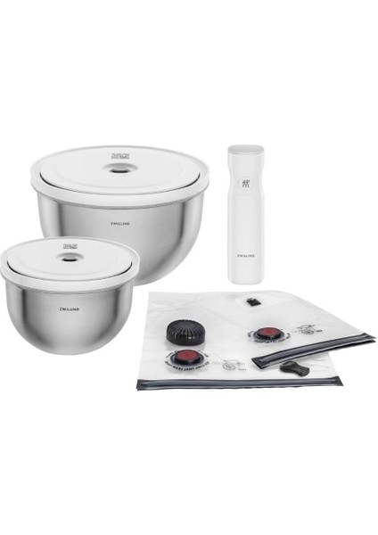 Fresh & Save Bowls Vakumlu Saklama Kabı Başlangıç Seti Paslanmaz, Çelik, M/l, 9 Parça