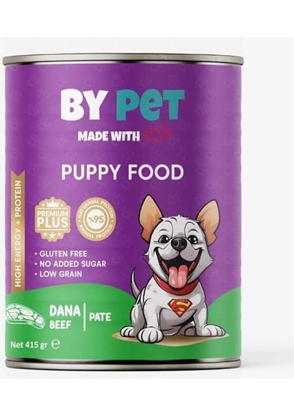 Yavru Köpekler Için Dana Etli Konserve Yaş Mama 415 gr x 12 Adet