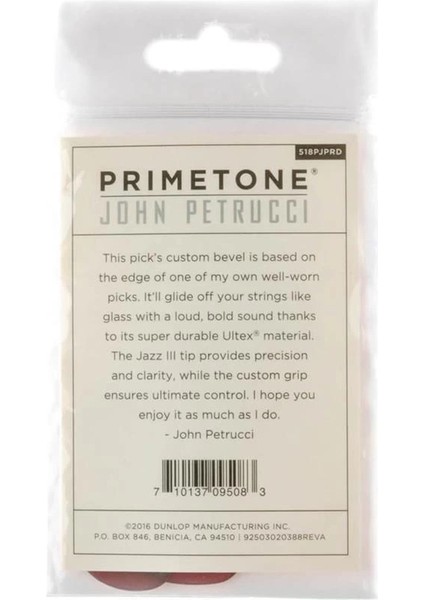 Dunlop Médiators 1,38MM John Petrucci Primetone Jazz Iıı Rouge 1,38MM Sachet De 3