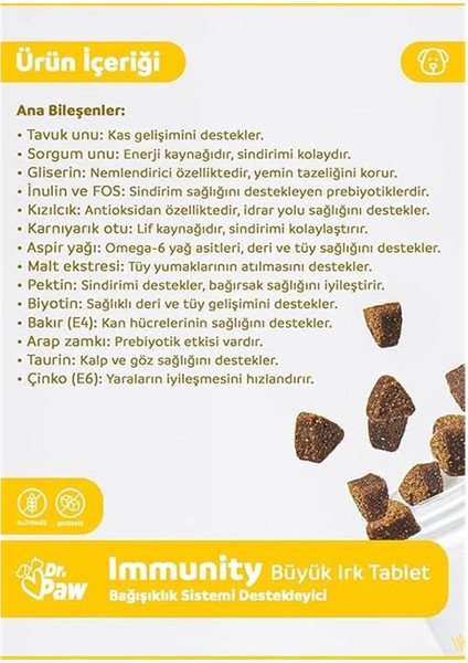 . Paw - Immunity Plus Büyük Irk Köpekler Için Zindelik ve Organ Sağlığı Destekleyici Çiğnenebilir fırsatları