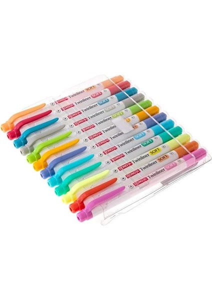 Dong-A Twinliner Çift Taraflı Fosforlu Kalem, Ince ve Geniş Uçlar, 12 Renk Seti fiyatları