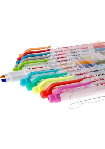 Dong-A Twinliner Çift Taraflı Fosforlu Kalem, Ince ve Geniş Uçlar, 12 Renk Seti indirimleri