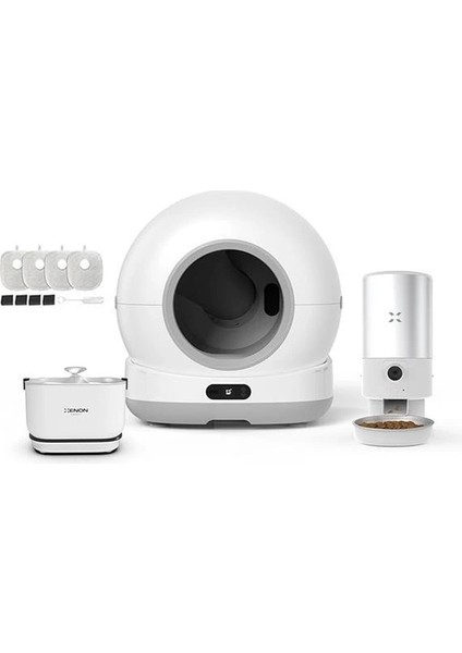 Akıllı Otomatik Kedi Tuvaleti (Kamerasız) Çelik Mama Kabı (Kameralı) Su Sebili ve Filtre