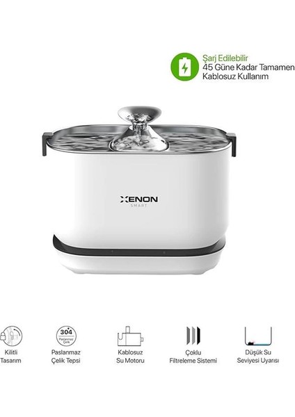 Akıllı Otomatik Kedi Tuvaleti (Kamerasız) Çelik Mama Kabı (Kameralı) Su Sebili ve Filtre