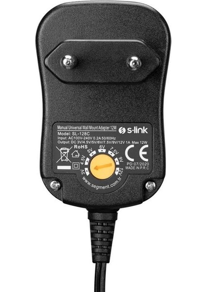 S-Link SL-128C 3 Volt - 12 Volt 1 Amper Ayarlı 8 Uçlu Swıtch Mode Plastik Kasa Adaptör fiyatları