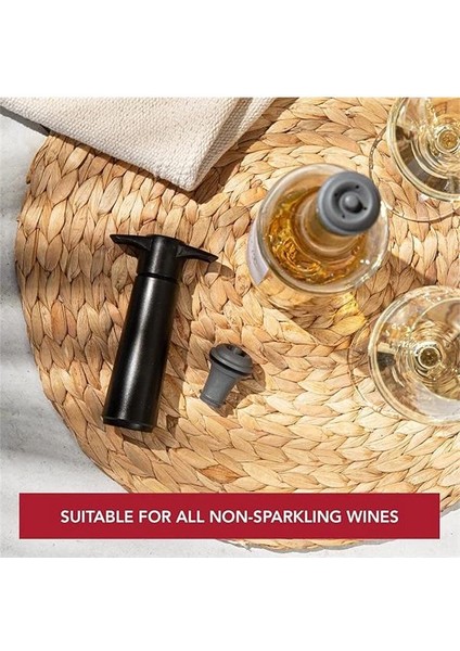 Vacu Vin Şarap Vakum Seti, 1 Pompa, 2 Tıpa, Siyah fırsatları