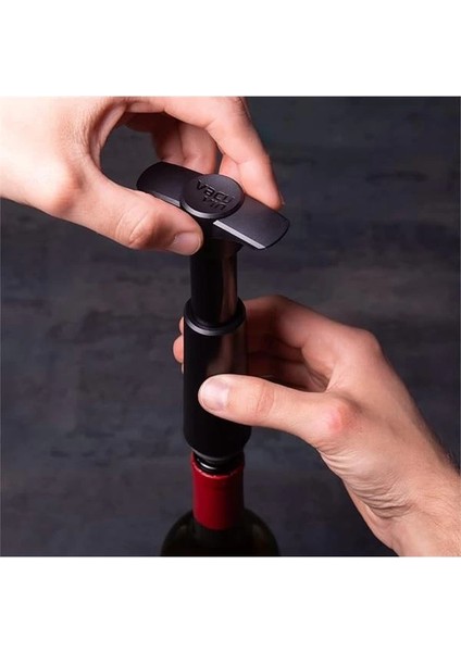 Vacu Vin Şarap Vakum Seti, 1 Pompa, 2 Tıpa, Siyah
