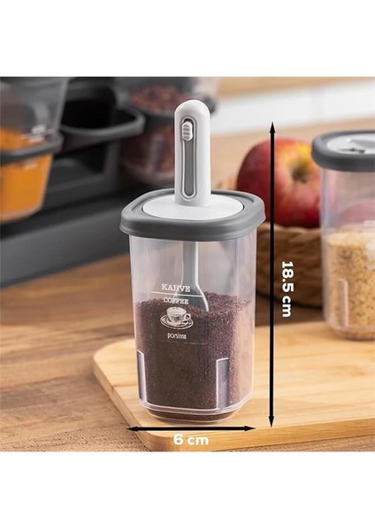 1117 Standlı Kaydırmalı Kaşıklı 360° Döner Kapaklı Etiketli Baharatlık Seti - Erzak Saklama indirimleri