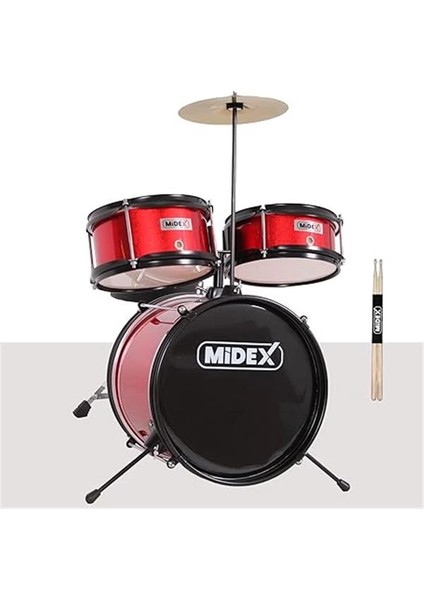CD300X-RD Akustik Çocuk Baterisi Davulu Seti 5-14 Yaş Için Full Set