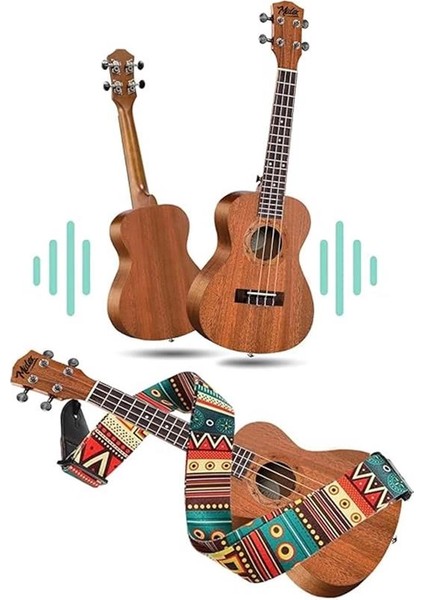TN-26MC Case Hakiki Ağaç Tenör Ukulele (Çanta Tuner Askı Metod Yedek Tel) modelleri