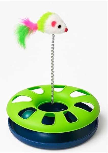 Kedi Oyuncak Seti, Yaylı Tüylü Toplu Kedi Eğlence Istasyonu, Dönerek Hareket Eden Toplu