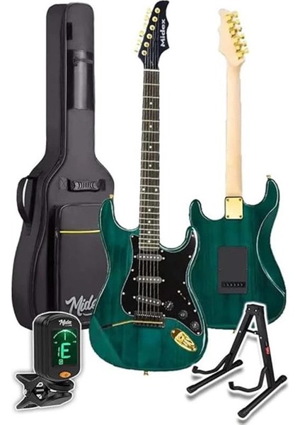 GLC-40GR Profesyonel Elektro Gitar Yeşil (Stand Gigbag Askı Capo Tuner Pena Kablo Yedek Tel) fiyatları