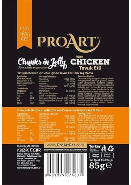 24'lü Jöleli Tavuk Etli Yetişkin Kedi Poşet Maması (85 gr x 24) fiyatları