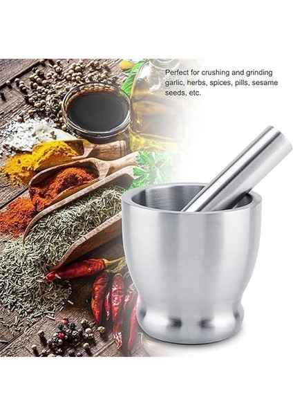 304 Paslanmaz Çelik Havan Seti – Kaymaz Tabanlı,sarımsak Ezici, Baharat ve Ot Öğütücü