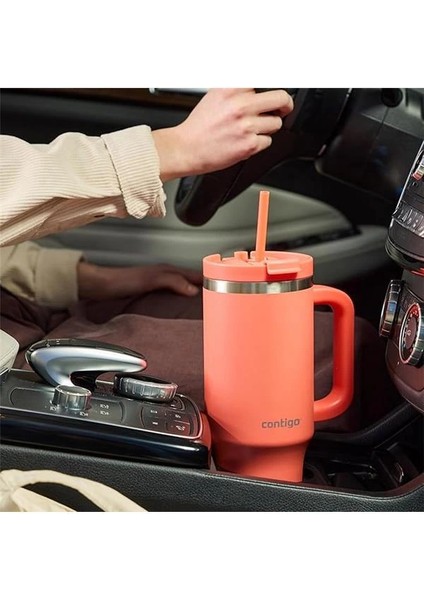 Üniseks Yetişkin Streeterville Tumbler Pipetli Yalıtımlı Su Şişesi, 1.2l, Mercan