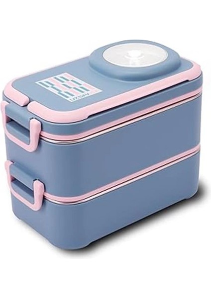 1200 ml Iki Kat Dört Bölme Paslanmaz Çelik Lunch Box Yeni Nesil Sefer Tası-Sos Kaseli