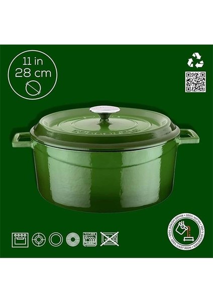 Döküm Yuvarlak Tencere, Trendy, 28 Cm, 6.71 L Hacim, Yeşil fırsatları