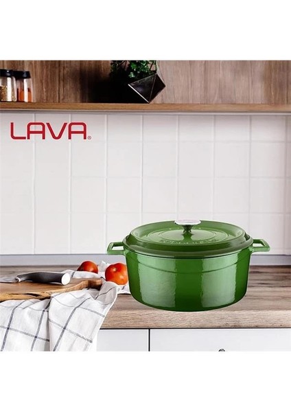 Döküm Yuvarlak Tencere, Trendy, 28 Cm, 6.71 L Hacim, Yeşil