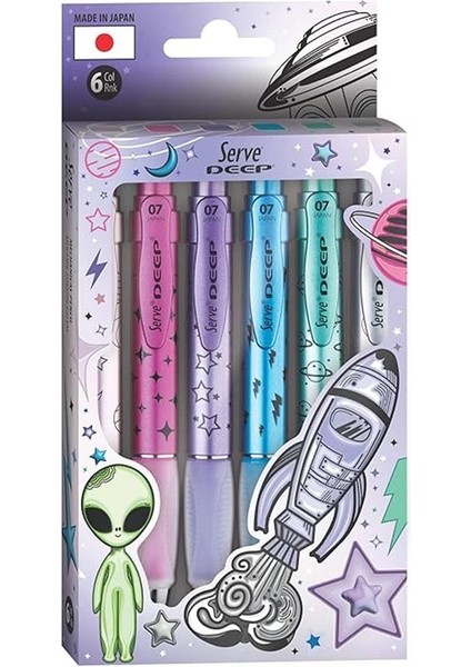 Deep M.kur Kalem Uzay Tema Metalik 6 Lı Kutu Set-A