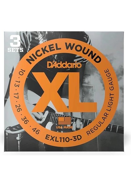 D'addario (3 Set) Elektro Gitar Tel Seti, Xl, 10-46, Nickel fiyatları