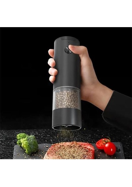 Pilli LED Işıklı Tuz Karabiber Değirmeni Otomatik Baharat Öğütücü Seti